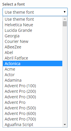 Widget Form Font Selector