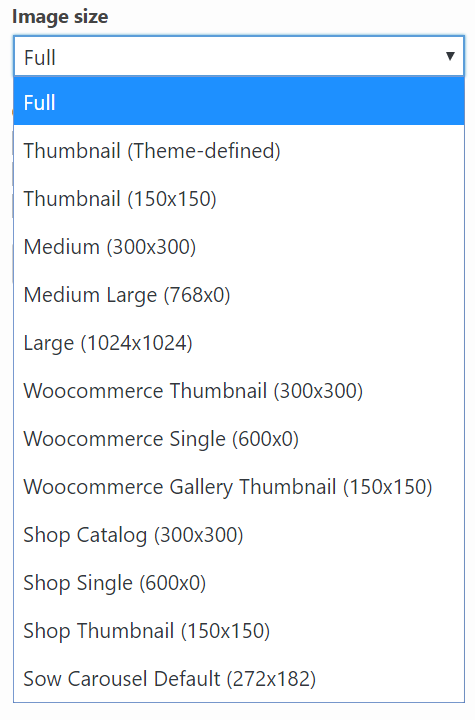 Possible Image Size values