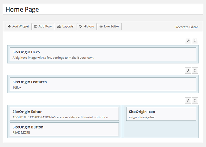 SiteOrigin Page Builder premium interface