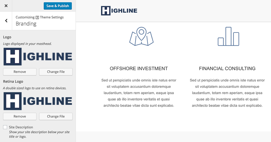 SiteOrigin theme enhancement options