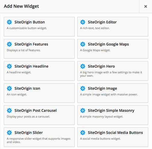 SiteOrigin Widgets Bundle premium interface