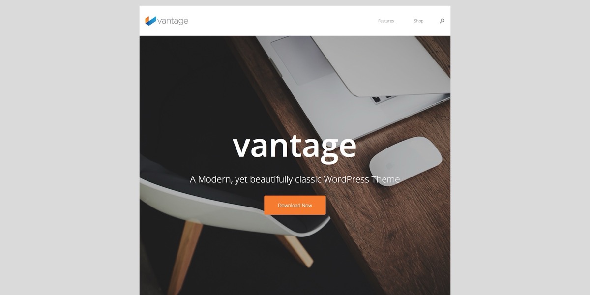Vantage theme in boxed layout with content in a centered container